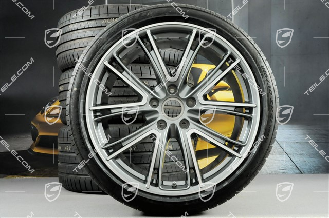 21" Panamera Exclusive Design Sommerräder, Felgen 9,5J x 21 ET71 + 11,5J x 21 ET69 + Pirelli Sommerreifen 275/35 ZR21 + 315/30 ZR21, mit RDK-Sensoren