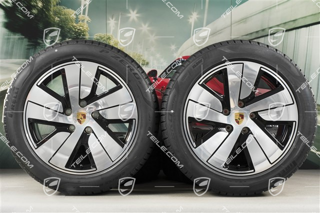19" koła zimowe Taycan S, komplet, felgi 8J x 19 ET50 + 10J x 19 ET47 + NOWE opony zimowe Pirelli 225/55 R19 + 275/45 R19