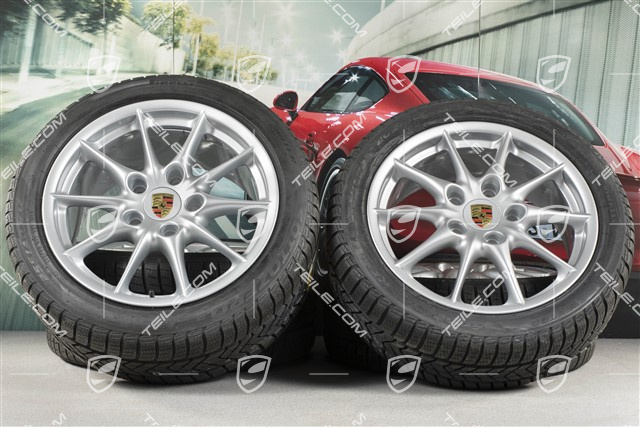 17" Koła zimowe komplet Carrera II, felgi 7J x 17 ET50 + 9J x 17 ET55 + NOWE opony zimowe 205/50 R17 + 255/40 R17