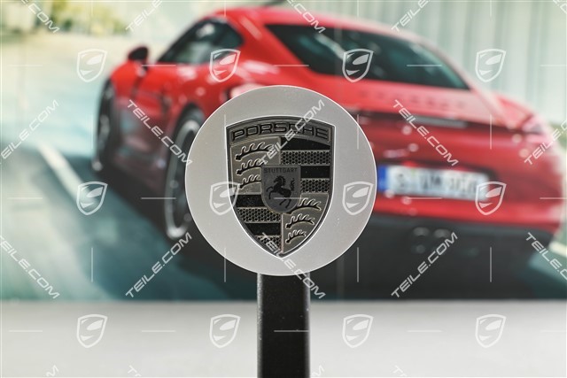 Hub cap, concave, emblem Rhodium, bright chrome
