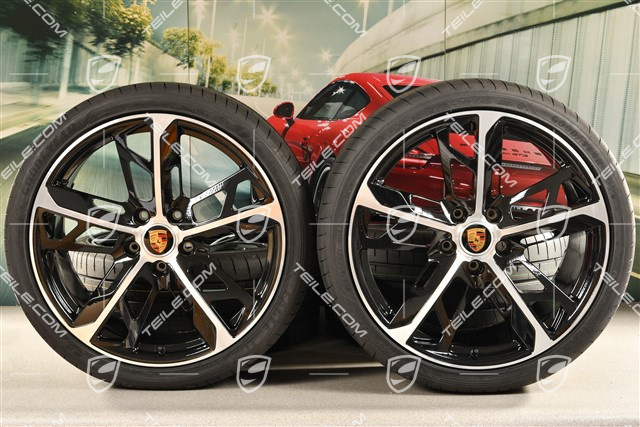 21" Cross Turismo Design summer wheel set, rims 9,5J x 21 ET60 + 11,5J x 21 ET66 + Goodyear summer tyres 265/35 R21 + 305/30 R21, black high gloss + glossy surface