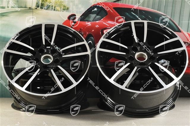 20" Cayenne Sport Felgensatz, 10,5J x 20 ET64 + 9J x 20 ET50, Felgensternen in Schwarz