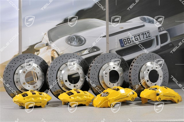 PCCB Ceramic brake kit, brake discs: 2x front + 2x rear, fixed callipers:2x front and 2x rear, pads, 991 C2 / C2S / C4 / C4S / GTS / 4 GTS PCCB Ceramic brake kit, brake discs: 2x front + 2x rear, fixed callipers:2x front and 2x rear, pads, 991 C2 / C2S / C4 / C4S / GTS / 4 GTS
