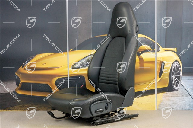 Seat, manual adjustable, leather, Black, damaged, L