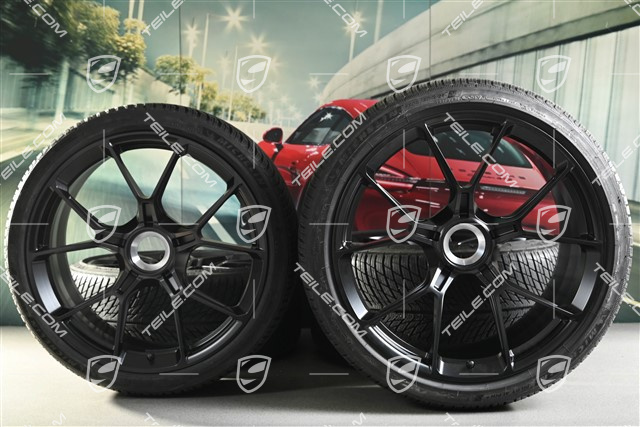 20"+21" koła zimowe GT3 / GT3RS, komplet, felgi montowane centralnie 9J x 20 ET43 + 11,5J x 21 ET46 + opony zimowe Michelin Pilot Alpin 5 245/35 R20 + 305/30 R21, czarny satynowy mat