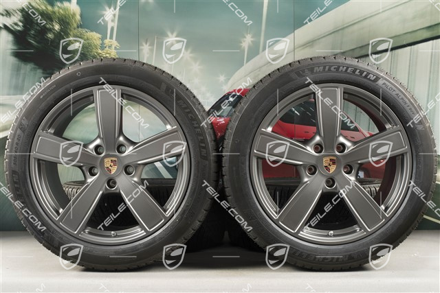 20-inch Cayenne COUPE Sport Classic winter wheel set, rims 9J x 20 ET50 + 10,5J x 20 ET55 +  Michelin winter tyres 275/45 R20 + 305/40 R20, with TPMS, Platinum satin mat