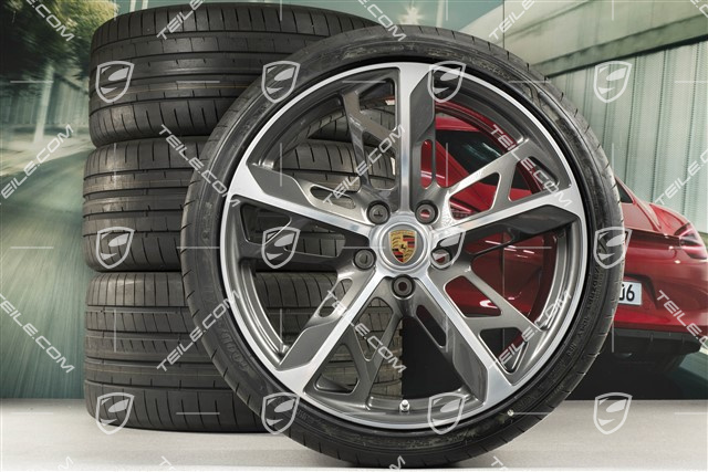 21" Cross Turismo Design summer wheel set, rims 9,5J x 21 ET60 + 11,5J x 21 ET66 + Goodyear summer tyres 265/35 R21 + 305/30 R21, Titan Grey