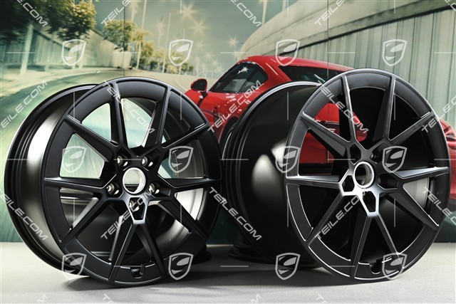 20+21" Carrera S komplet felg, 8,5J x20 ET50 + 11,5J x 21 ET79, czarny satynowy półmat