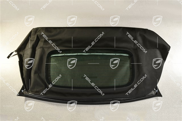 Convertible top covering, cabrio, black, damaged canvas