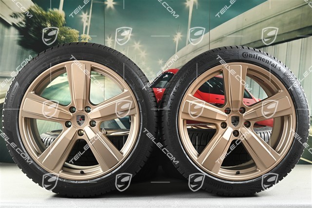 22-inch winter wheel set Cayenne Exclusive Design Sport, wheel rims 10J x 22 ET48 +11,5J x 22 ET52 + Continental winter tyres 285/40 R22 + 315/35 R22,  neodyme, about 50km, DOT/prod.year 2024