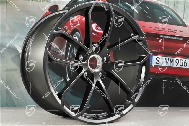 20-inch wheel rim set 718 Cayman GT4, wheel rims 8,5J x 20 ET61 + 11J x 20 ET50, black satin matt