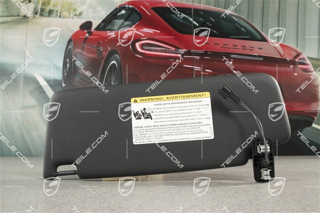 Sonnenblende, mit Spiegel und Leuchte, Schwarz, R