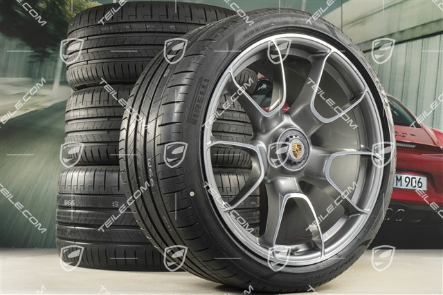 20-inch + 21-inch Turbo S Exclusive Design summer wheel set, rims 9,5J x 20 ET44 + 12J x 21 ET70 + Pirelli summer tyres 255/35 R20 + 315/30 R21, Platin Silver