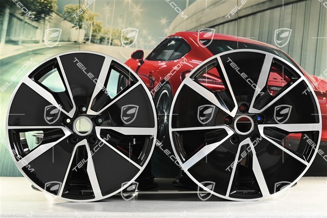 21" Komplet felg Macan Turbo, 8,5J x 21 ET27 + 10,5J x 21 ET47, czarny wysoki połysk