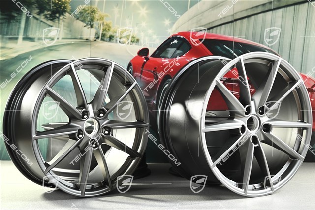 20+21" Felgensatz Carrera S, Felgen: vorne 8,5J x 20 ET53 + hinten 11,5J x 21 ET67, platinum-seidenmatt