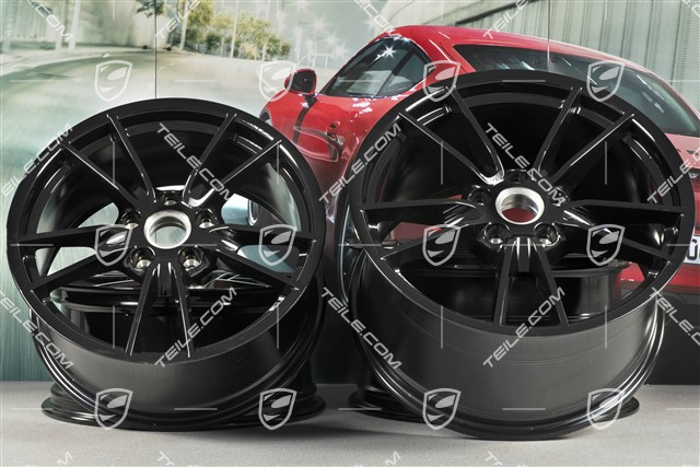 19+20" Felgensatz Carrera, Felgen: vorne 8,5J x 19 ET52 + hinten 11J x 20 ET66, Schwarz Hochglanz