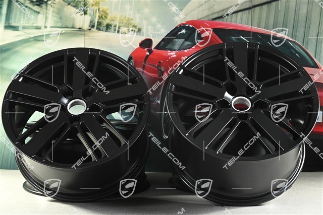 20" Komplet felg Panamera Design 2, 9,5J x 20 ET71 + 11,5J x 20 ET68, czarny satynowy półmat