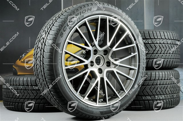 21" koła zimowe Cayenne COUPÉ RS Spyder, komplet, felgi 9,5J x 21 ET46 + 11,0J x 21 ET49 + opony zimowe Pirelli 275/40 R21 + 305/35 R21, z czujnikami ciśnienia