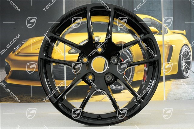 18" Komplet felg Cayman III, 8J x 18 ET57 + 9,5J x 18 ET49, czarny wysoki połysk