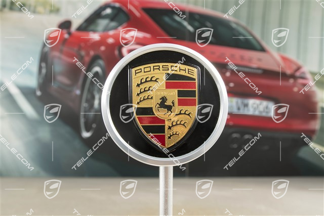 Radzierdeckel, Wappen farbig, schwarz hochglanz/ Ring in silber