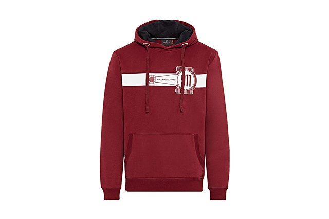 Porsche Kapuzenpullover Connecting Rod, Weissach, in Bordeauxrot, unisex, Größe M