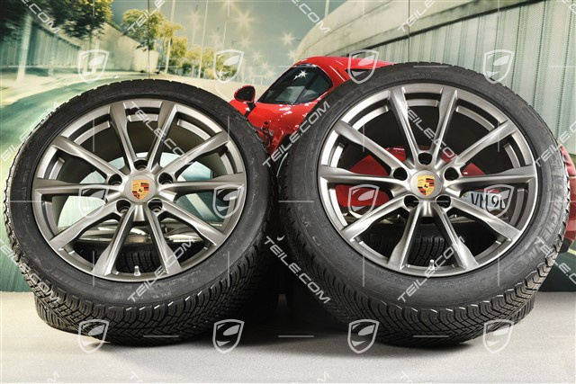 19-inch Boxster S winter wheels set, rims 8J x 19 ET57 + 10J x 19 ET45, Michelin Pilot Alpin 4 winter tires 235/40 R19 +265/40 R19, Platinum satin mat
