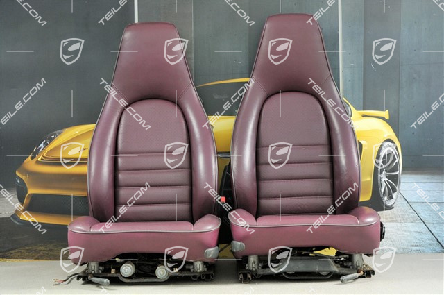 Fotele, skóra-skóropodobne, Magenta, komplet L+R