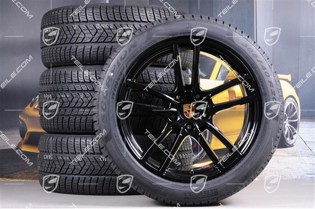 20-inch Cayenne COUPE Sport winter wheel set, rims 9J x 20 ET50 + 10,5J x 20 ET55 + NEW Pirelli winter tyres 275/45 R20 + 305/40 R20, with TPMS, black high gloss