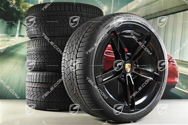 21" Mission E Design winter wheel set, rims 9,5J x 21 ET60 + 11,5J x 21 ET66 + Continental Winter Contact TS860 S winter tyres 265/35 R21 + 305/30 R21, black high gloss
