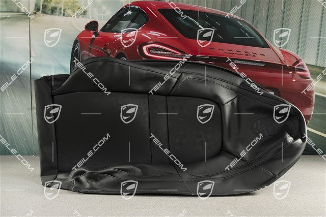 Backrest cover, Outer part, Standard seat, Leather, Ventilation, Porsche crest, Black, L=R
