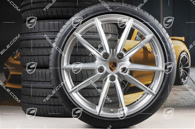 20+21-inch summer wheel set Carrera S, rims 8,5J x 20 ET53 + 11,5J x 21 ET67 + summer tyres 245/35 R20 + 305/30 R21, with TPM