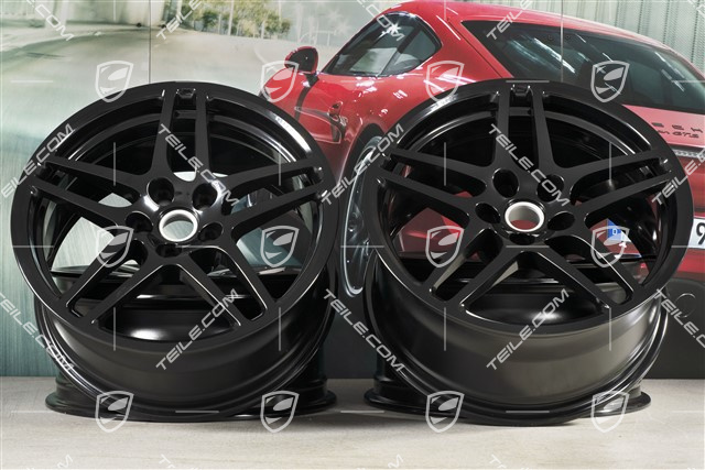 18" komplet felg Macan S, 8J x 18 ET21 + 9J x 18 ET21, czarny wysoki połysk