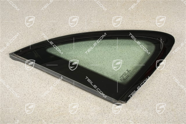 Side window with moulding, aluminium package Black, Green heat-Insulating glass in rear, L