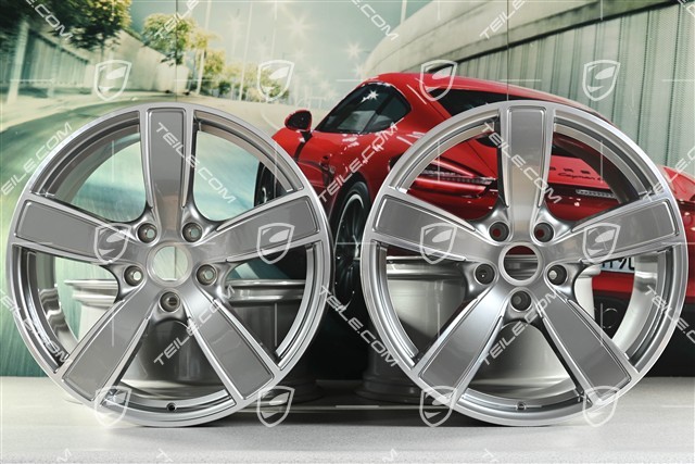 20-inch wheel rim set Carrera Sport, 8,5J x 20 ET57 + 10,5J x 20 ET47, Platinum silver metallic