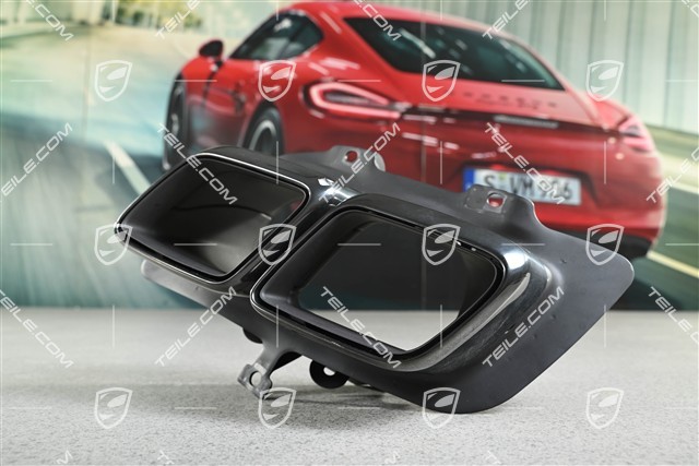 Turbo S, Exhaust system tail pipe, 4-pipe look, Black chrome, L