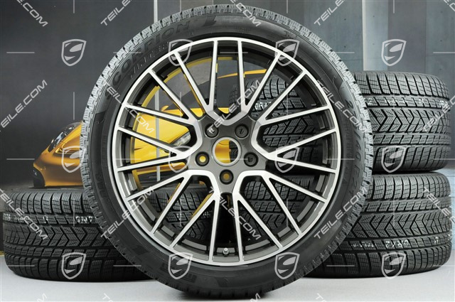 21" koła zimowe Cayenne COUPÉ RS Spyder, komplet, felgi 9,5J x 21 ET46 + 11,0J x 21 ET49 + opony zimowe Pirelli 275/40 R21 + 305/35 R21, z czujnikami ciśnienia