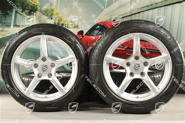 18" Boxster IV summer wheels set, rims 8J x 18 ET57 + 9,5J x 18 ET49, Pirelli P Zero summer tires 235/45 R18 + 265/45 R18
