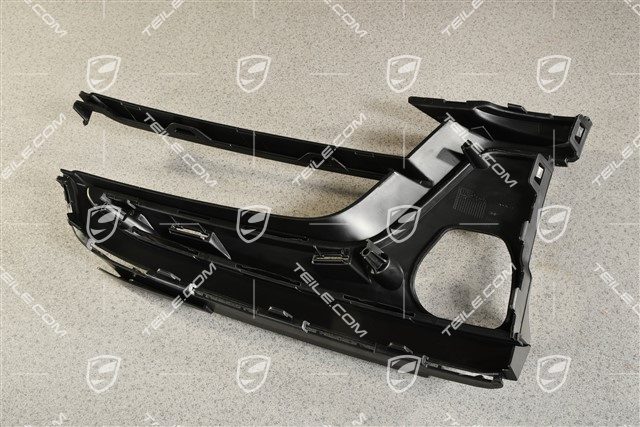 Front bumper Cover trim, Black matte, L