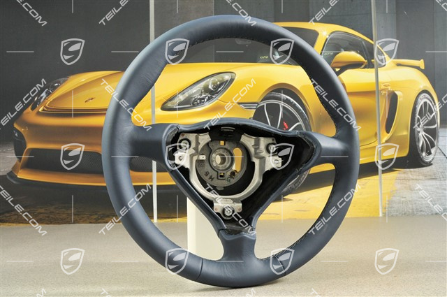 3-spoke steering wheel, leather, Metropole blue 3-spoke steering wheel, leather, Metropole blue