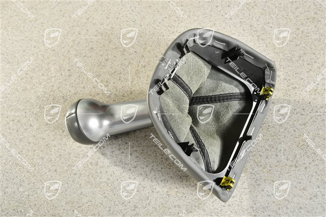 Schalthebelknopf, Steingrau Leder / Aluminium, 6-gang schaltgetriebe
