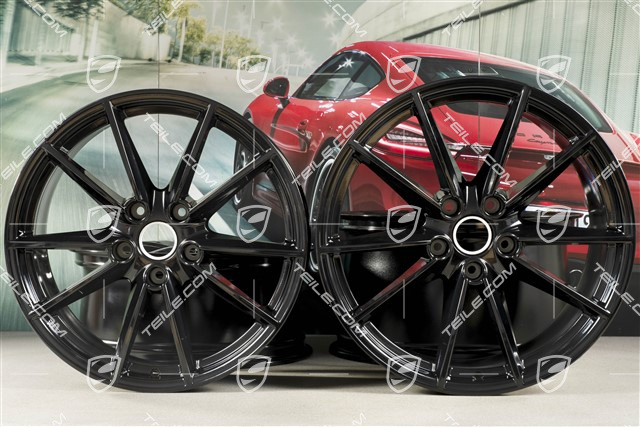 20+21" Felgensatz Carrera S, Felgen: vorne 8,5J x 20 ET53 + hinten 11,5J x 21 ET67, Schwarz Hochglanz