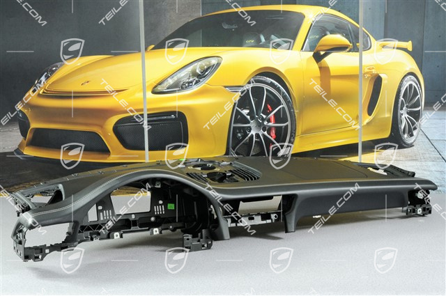 Schalttafelverkleidung, Oberteil, Leder schwarz / Naht in Rhodiumsilber