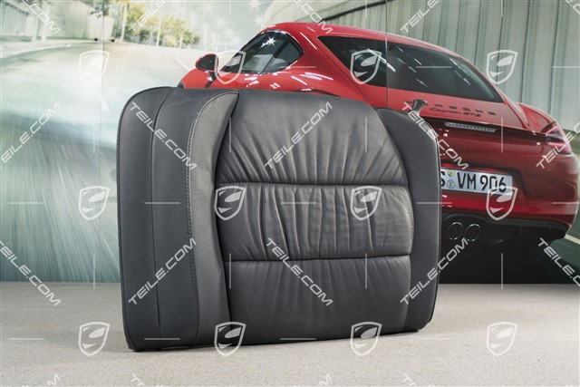 Back seat backrest, Draped leather, metropole blue, Cabrio, L