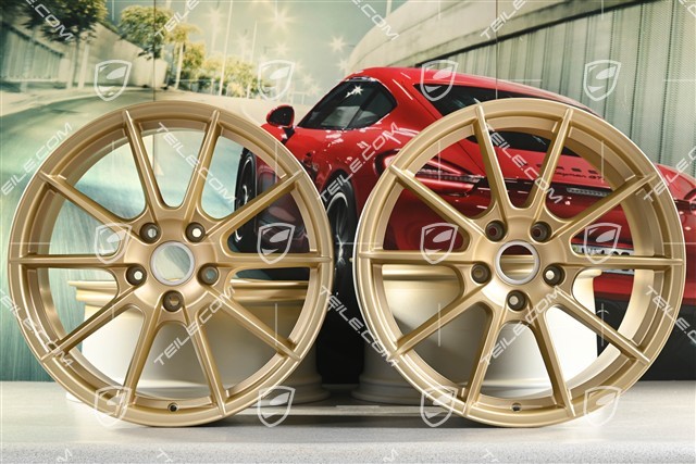 20" "Spyder" / "718 Sport" Felgen Satz, Felgen 8,5J x 20 ET57 + 10,5J x 20 ET47, Aurum Seidenmatt