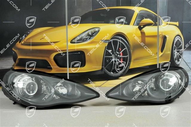 Xenon headlight set, bi-xenon, Turbo, black, L+R