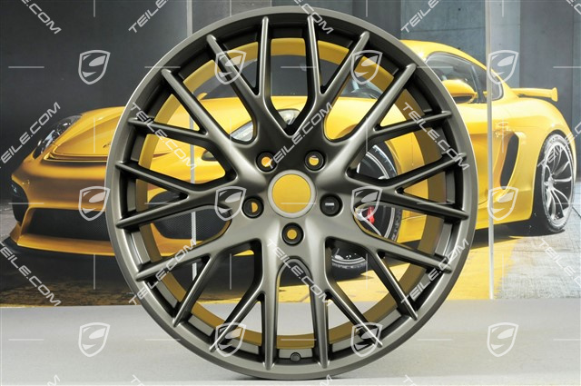 21" Komplet felg Panamera Sport Design, 9,5J x 21 ET71 + 11,5J x 21 ET69, Platinum satynowy mat