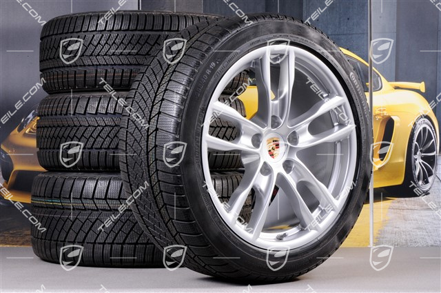 19" winter wheel set Boxster S, 8J x 19 ET57 + 9,5J x 19 ET45 + NEW Continental WinterContact winter tires 235/40 R19 + 265/40 R19, with TPMS