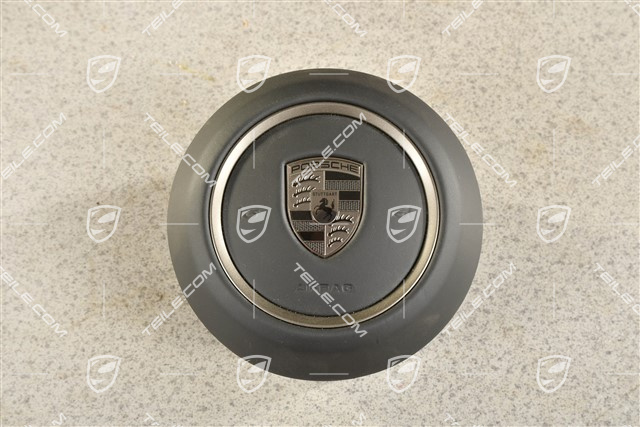 Airbag unit, steering wheel,  leather, black/rhodium grey