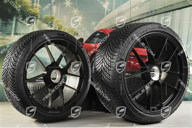 20"+21" Carrera GTS winter wheel set, with central locking, wheel rims 8,5J x 20 ET50 + 11J x 21 ET82 + Michelin winter tyres 245/35 R20 + 305/30 R21, with TPMS, black satin matt