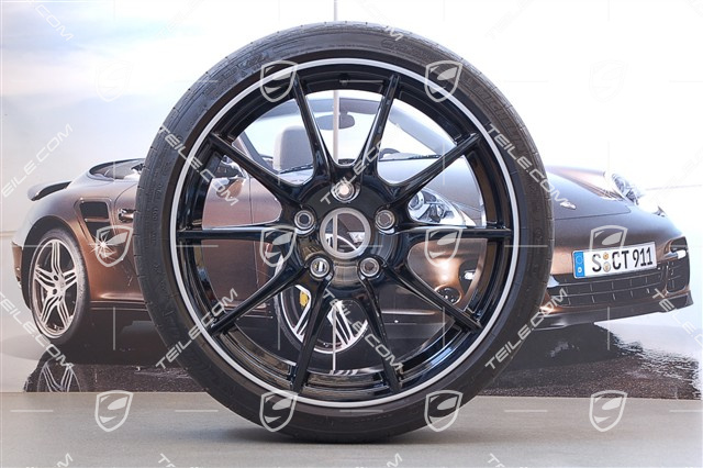 19-inch Boxster Spyder summer wheel set, special Black Edition model, 10Jx19 ET42+8,5Jx19 ET55 + Michelin tyres, app.1500 km